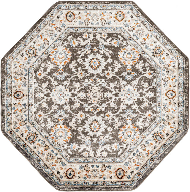 Fume Gray 5' 3 x 5' 3 Charlotte Octagon Area Rug 100% Polypropylene With Jute Backing Traditional Classical Durable Carpet for Living Dining Office Rooms for Sale at Rug Engine