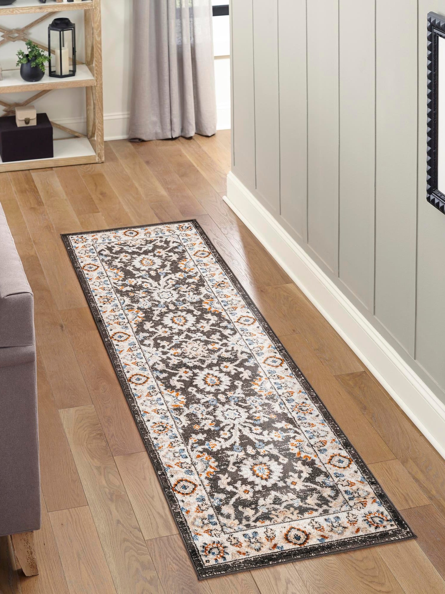 Fume Gray 2' x 10' Charlotte Runner Area Rug 100% Polypropylene With Jute Backing Traditional Classical Durable Carpet for Living Dining Office Rooms for Sale at Rug Engine