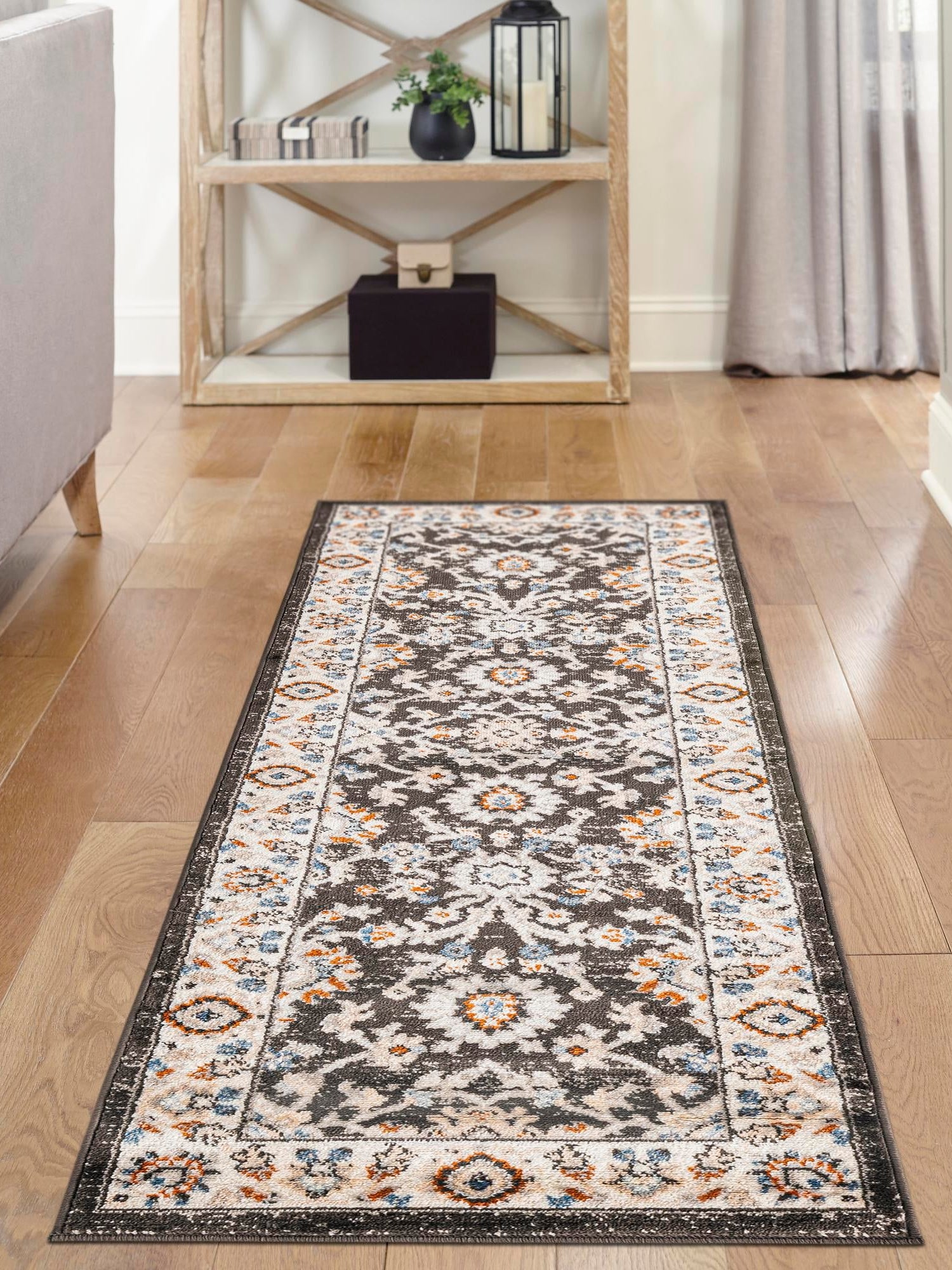 Fume Gray 3' 1 x 16' 5 Charlotte Runner Area Rug 100% Polypropylene With Jute Backing Traditional Classical Durable Carpet for Living Dining Office Rooms for Sale at Rug Engine