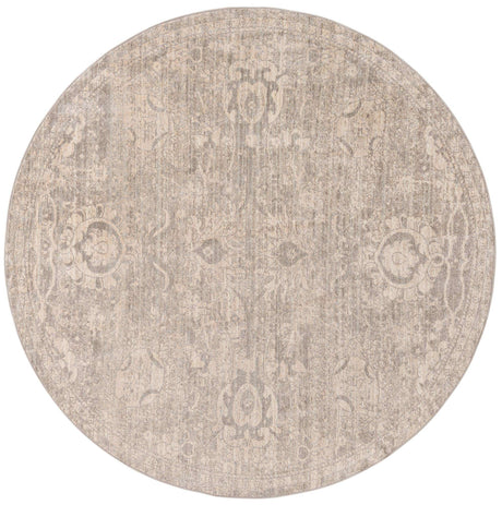 Gray 7' x 7' Lola Round Area Rug Polypropylene With Jute Backing Traditional Pattern Easy Clean Carpet for Home Interior Design for Sale at Rug Engine