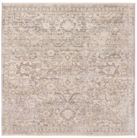 Gray 3' 11 x 3' 11 Lola Square Area Rug Polypropylene With Jute Backing Traditional Pattern Easy Clean Carpet for Home Interior Design for Sale at Rug Engine
