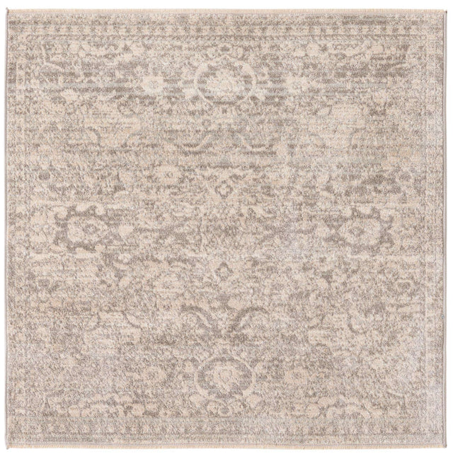 Gray 3' 11 x 3' 11 Lola Square Area Rug Polypropylene With Jute Backing Traditional Pattern Easy Clean Carpet for Home Interior Design for Sale at Rug Engine