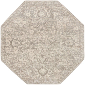 Gray 3' 11 x 3' 11 Lola Octagon Area Rug Polypropylene With Jute Backing Traditional Pattern Easy Clean Carpet for Home Interior Design for Sale at Rug Engine