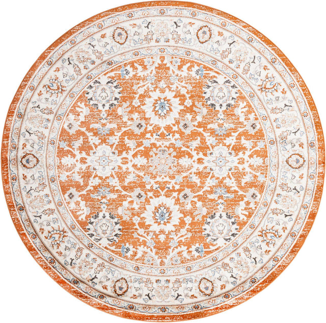 Rust Red 7' 10 x 7' 10 Charlotte Round Area Rug 100% Polypropylene With Jute Backing Traditional Classical Durable Carpet for Living Dining Office Rooms for Sale at Rug Engine
