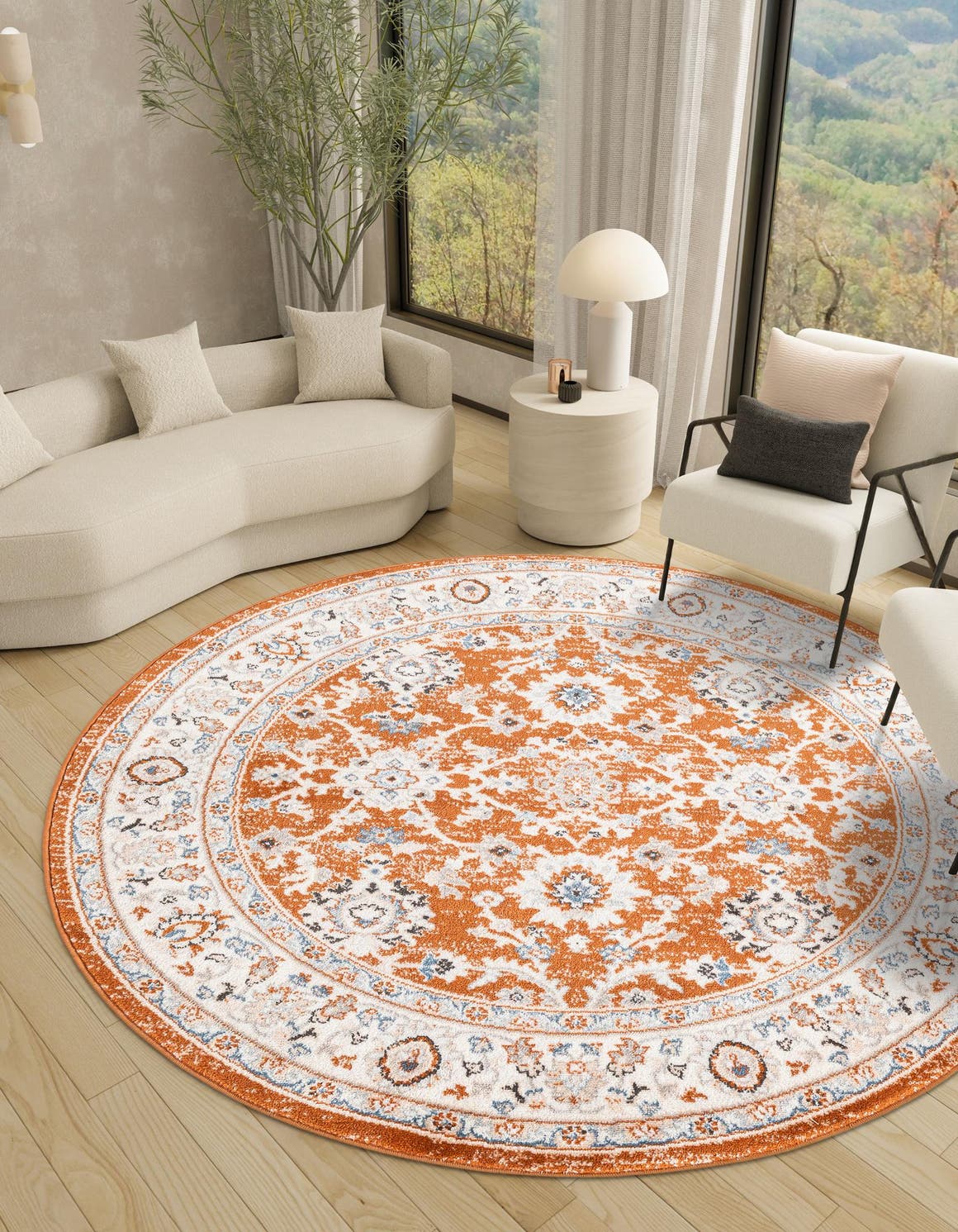 Rust Red 3' 1 x 3' 1 Charlotte Round Area Rug 100% Polypropylene With Jute Backing Traditional Classical Durable Carpet for Living Dining Office Rooms for Sale at Rug Engine