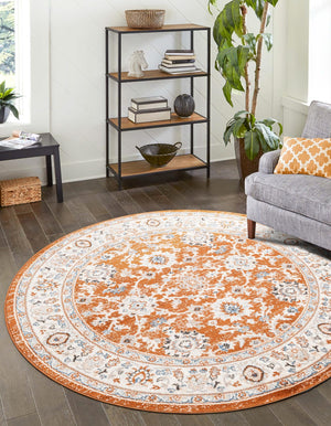 Rust Red 7' 10 x 7' 10 Charlotte Round Area Rug 100% Polypropylene With Jute Backing Traditional Classical Durable Carpet for Living Dining Office Rooms for Sale at Rug Engine