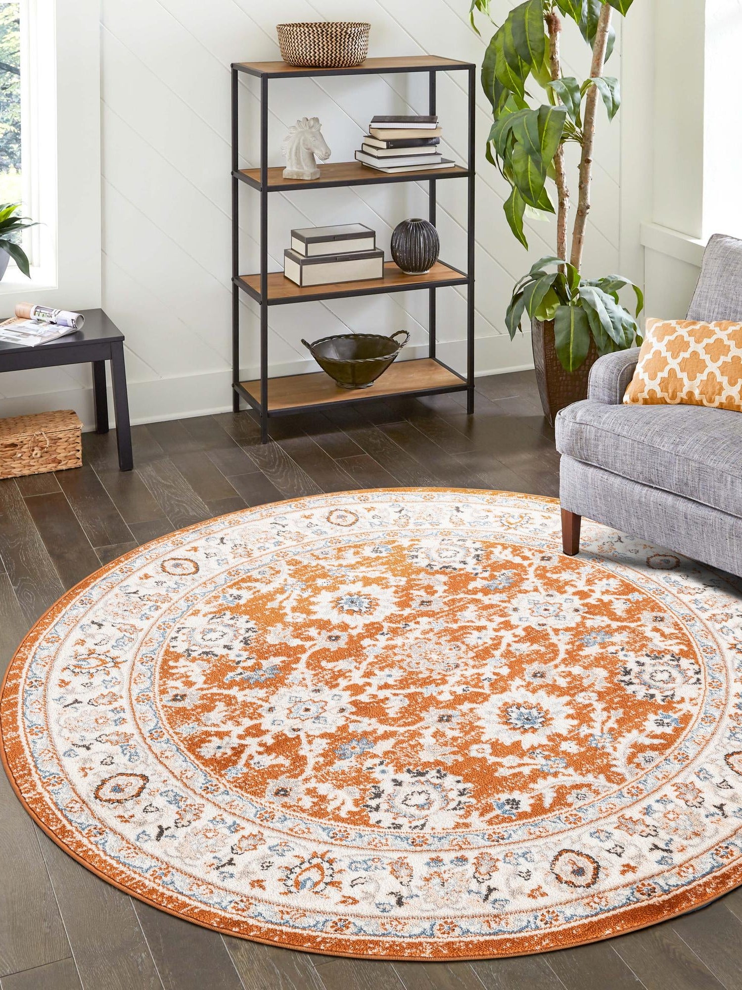 Rust Red 5' 3 x 5' 3 Charlotte Round Area Rug 100% Polypropylene With Jute Backing Traditional Classical Durable Carpet for Living Dining Office Rooms for Sale at Rug Engine