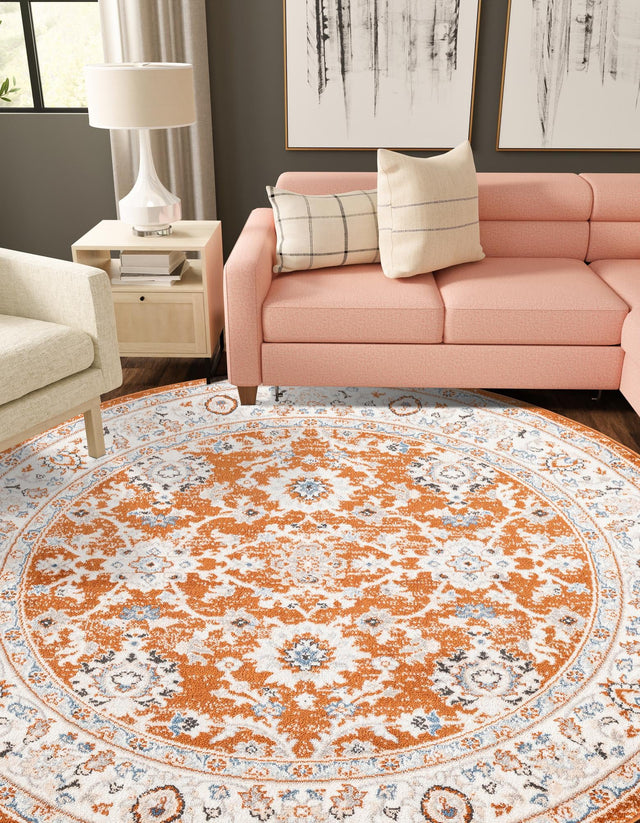 Rust Red 3' 1 x 3' 1 Charlotte Round Area Rug 100% Polypropylene With Jute Backing Traditional Classical Durable Carpet for Living Dining Office Rooms for Sale at Rug Engine