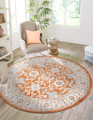 Rust Red 3' 1 x 3' 1 Charlotte Round Area Rug 100% Polypropylene With Jute Backing Traditional Classical Durable Carpet for Living Dining Office Rooms for Sale at Rug Engine