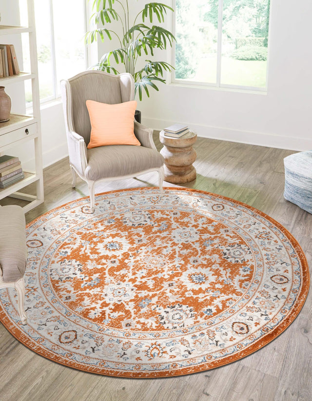 Rust Red 5' 3 x 5' 3 Charlotte Round Area Rug 100% Polypropylene With Jute Backing Traditional Classical Durable Carpet for Living Dining Office Rooms for Sale at Rug Engine