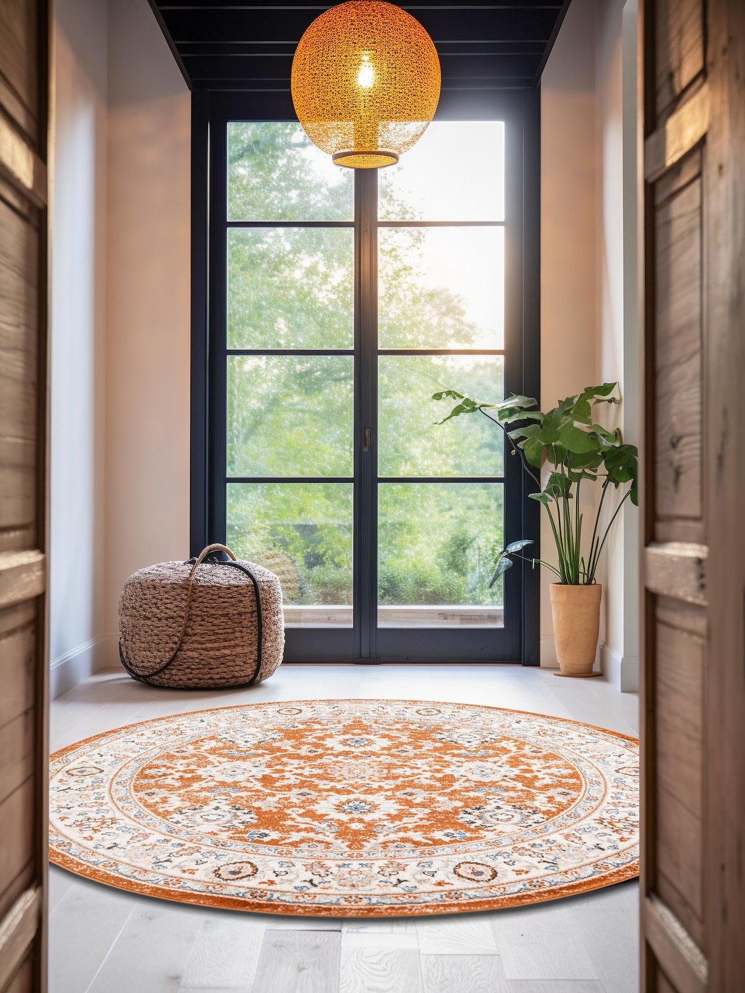 Rust Red 5' 3 x 5' 3 Charlotte Round Area Rug 100% Polypropylene With Jute Backing Traditional Classical Durable Carpet for Living Dining Office Rooms for Sale at Rug Engine