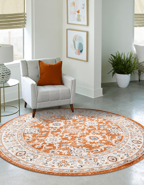 Rust Red 5' 3 x 5' 3 Charlotte Round Area Rug 100% Polypropylene With Jute Backing Traditional Classical Durable Carpet for Living Dining Office Rooms for Sale at Rug Engine