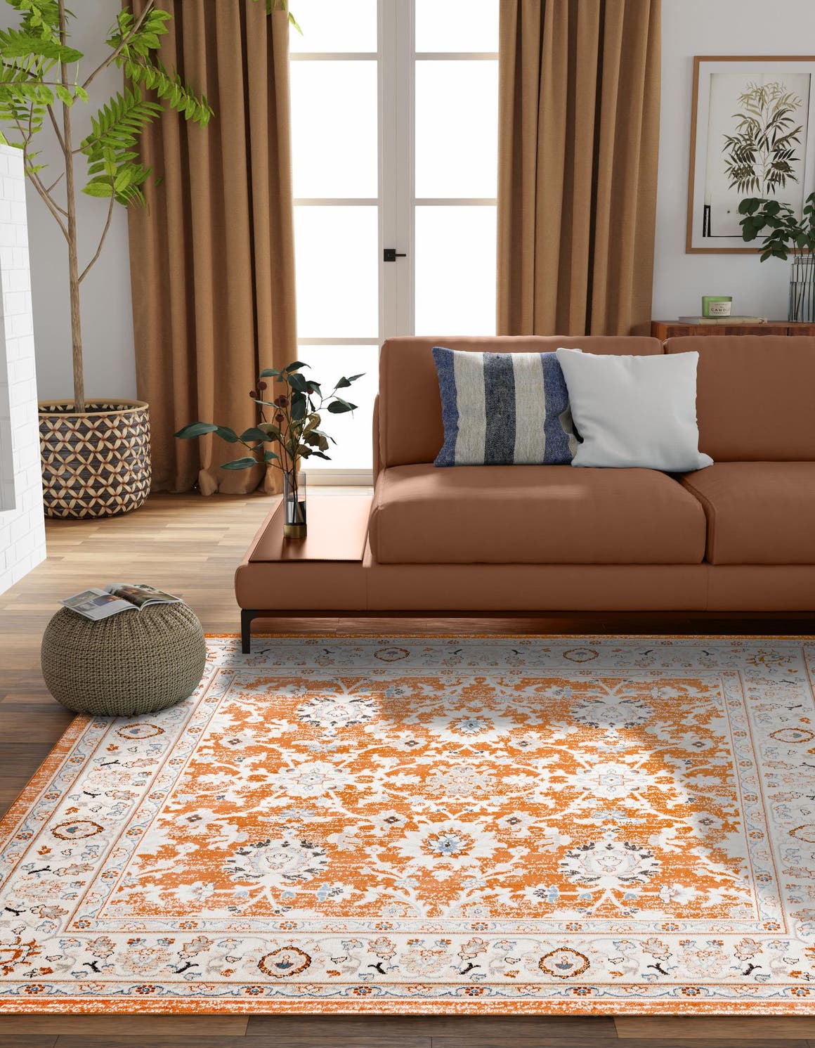 Rust Red 7' 10 x 7' 10 Charlotte Square Area Rug 100% Polypropylene With Jute Backing Traditional Classical Durable Carpet for Living Dining Office Rooms for Sale at Rug Engine