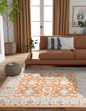Rust Red 7' 10 x 7' 10 Charlotte Square Area Rug 100% Polypropylene With Jute Backing Traditional Classical Durable Carpet for Living Dining Office Rooms for Sale at Rug Engine