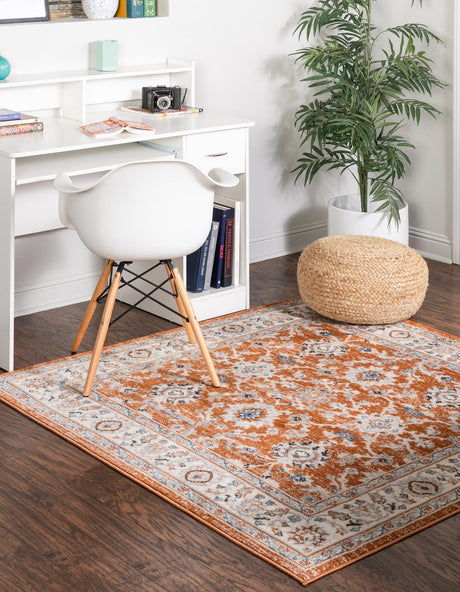 Rust Red 7' 10 x 7' 10 Charlotte Square Area Rug 100% Polypropylene With Jute Backing Traditional Classical Durable Carpet for Living Dining Office Rooms for Sale at Rug Engine