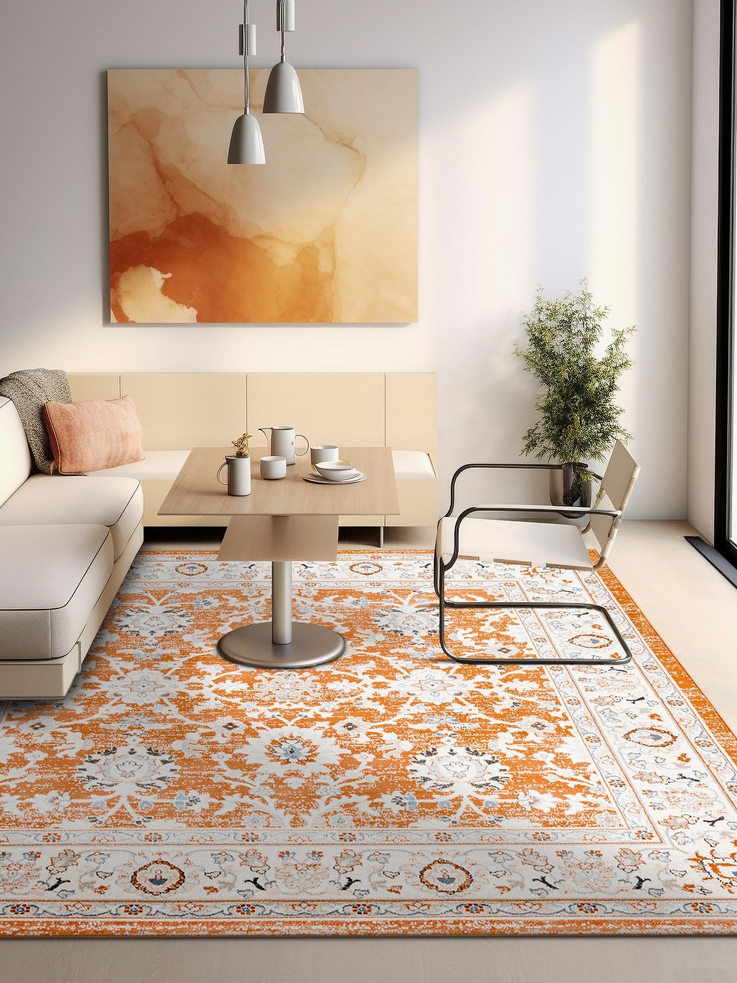 Rust Red 5' 3 x 5' 3 Charlotte Square Area Rug 100% Polypropylene With Jute Backing Traditional Classical Durable Carpet for Living Dining Office Rooms for Sale at Rug Engine