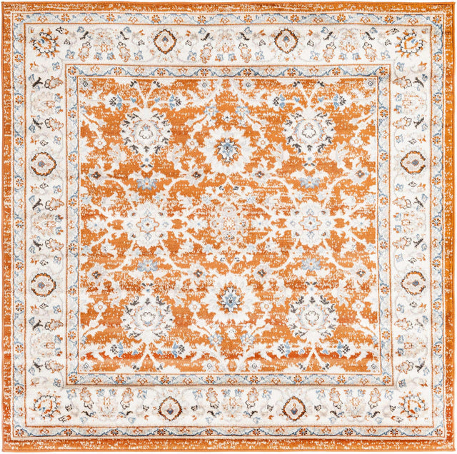 Rust Red 5' 3 x 5' 3 Charlotte Square Area Rug 100% Polypropylene With Jute Backing Traditional Classical Durable Carpet for Living Dining Office Rooms for Sale at Rug Engine