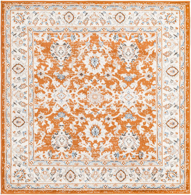 Rust Red 4' 1 x 4' 1 Charlotte Square Area Rug 100% Polypropylene With Jute Backing Traditional Classical Durable Carpet for Living Dining Office Rooms for Sale at Rug Engine