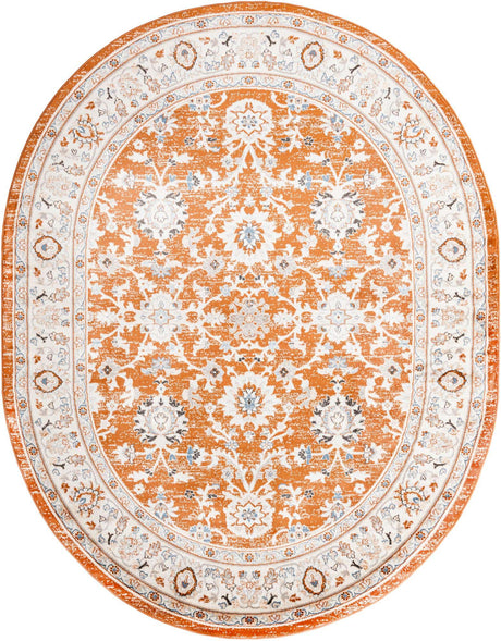 Rust Red 7' 10 x 10' Charlotte Oval Area Rug 100% Polypropylene With Jute Backing Traditional Classical Durable Carpet for Living Dining Office Rooms for Sale at Rug Engine