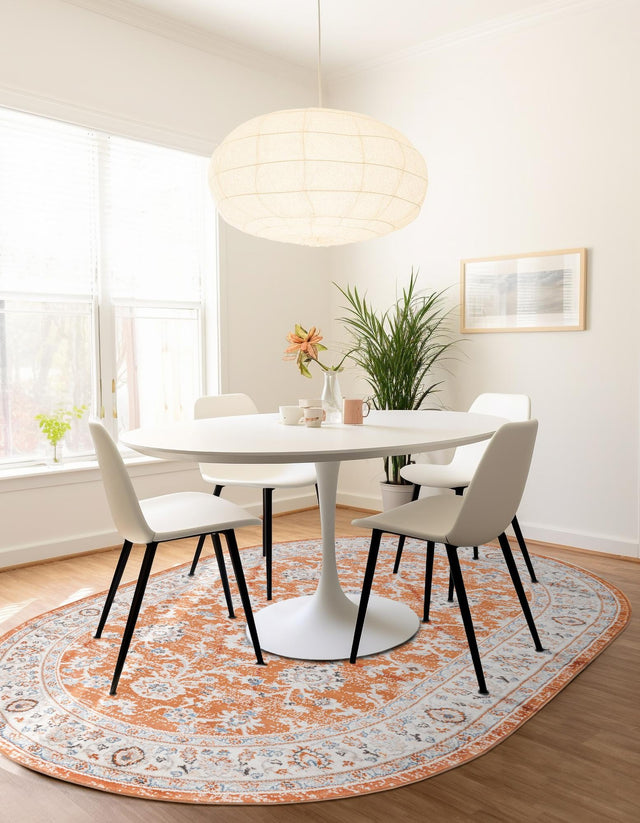 Rust Red 5' 3 x 8' Charlotte Oval Area Rug 100% Polypropylene With Jute Backing Traditional Classical Durable Carpet for Living Dining Office Rooms for Sale at Rug Engine