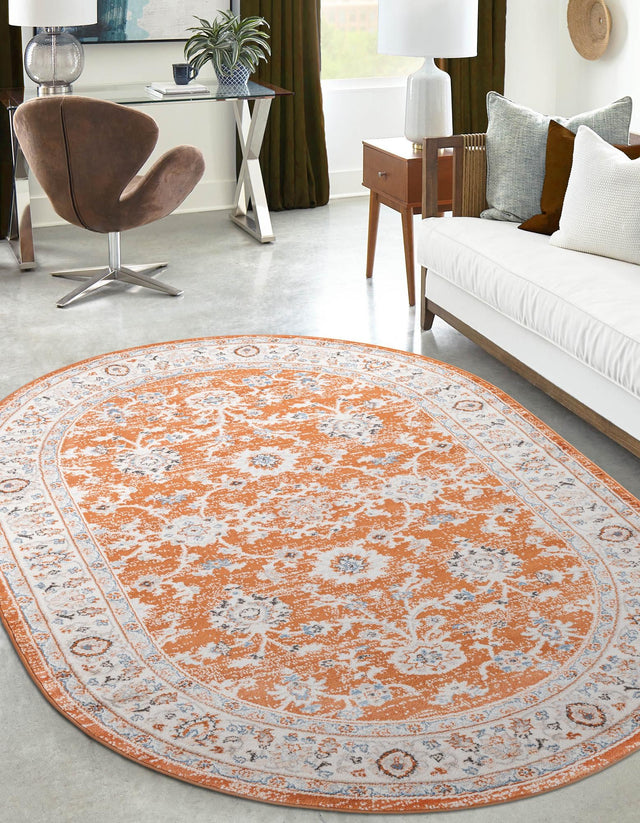 Rust Red 5' 3 x 8' Charlotte Oval Area Rug 100% Polypropylene With Jute Backing Traditional Classical Durable Carpet for Living Dining Office Rooms for Sale at Rug Engine