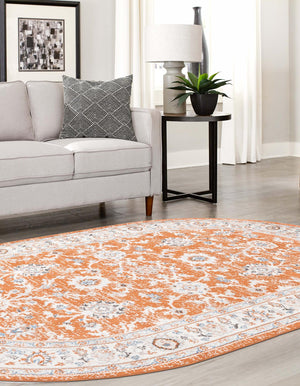 Rust Red 7' 10 x 10' Charlotte Oval Area Rug 100% Polypropylene With Jute Backing Traditional Classical Durable Carpet for Living Dining Office Rooms for Sale at Rug Engine