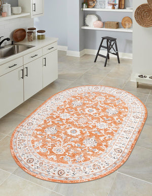 Rust Red 4' 1 x 6' 1 Charlotte Oval Area Rug 100% Polypropylene With Jute Backing Traditional Classical Durable Carpet for Living Dining Office Rooms for Sale at Rug Engine