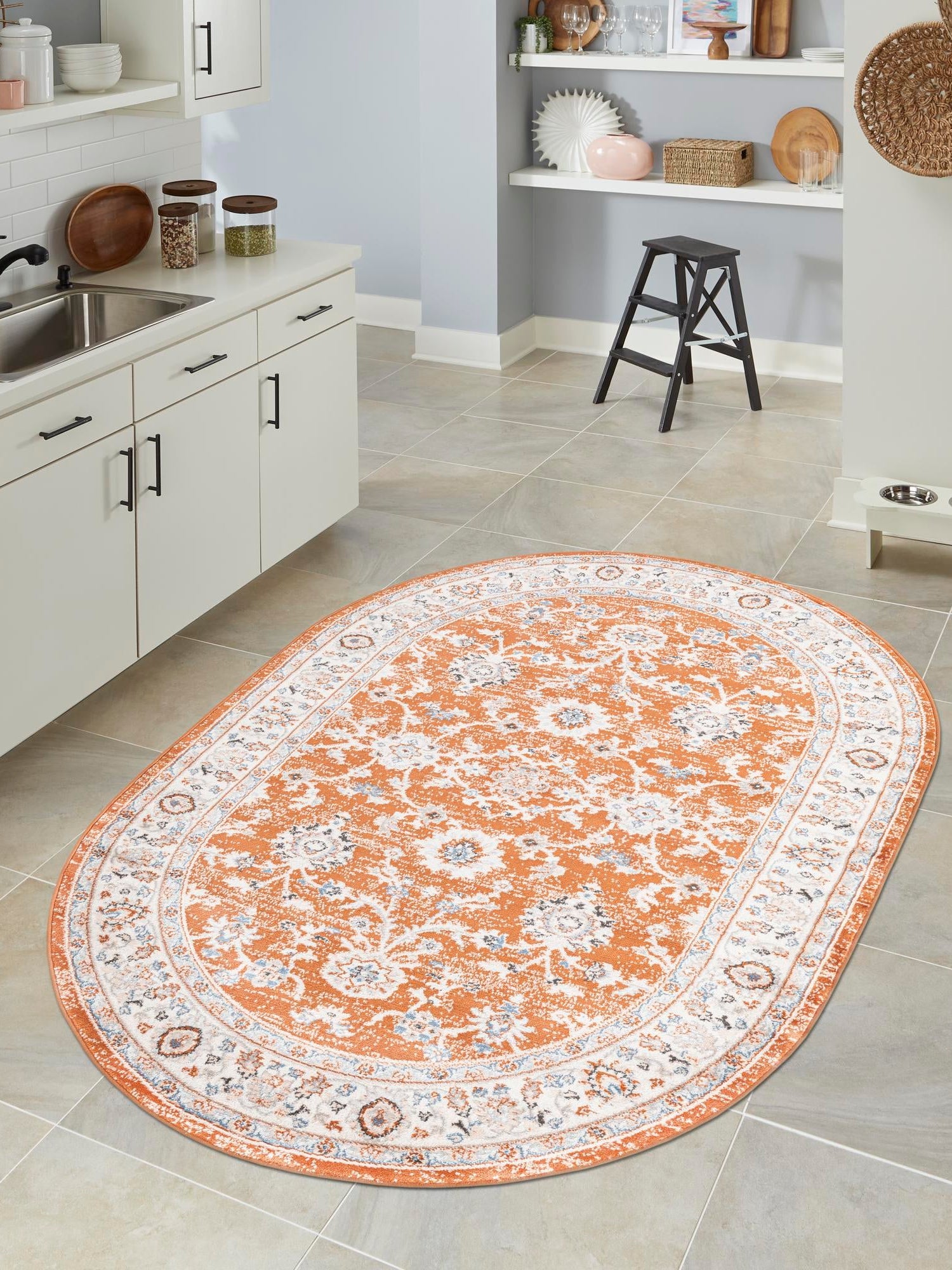Rust Red 5' 3 x 8' Charlotte Oval Area Rug 100% Polypropylene With Jute Backing Traditional Classical Durable Carpet for Living Dining Office Rooms for Sale at Rug Engine