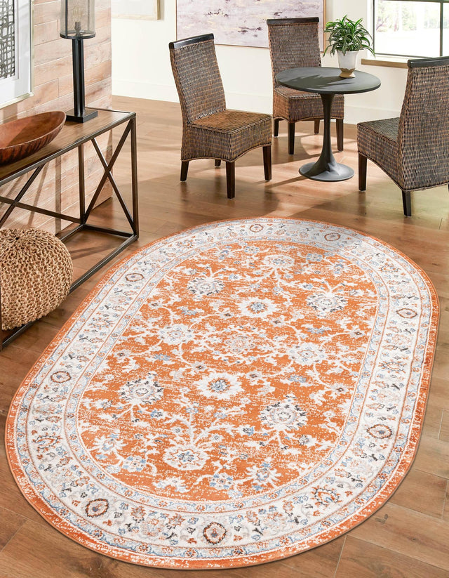 Rust Red 7' 10 x 10' Charlotte Oval Area Rug 100% Polypropylene With Jute Backing Traditional Classical Durable Carpet for Living Dining Office Rooms for Sale at Rug Engine