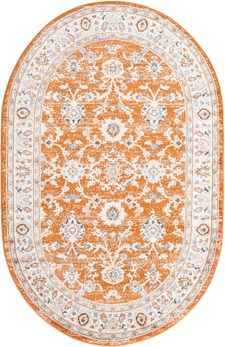Rust Red 5' 3 x 8' Charlotte Oval Area Rug 100% Polypropylene With Jute Backing Traditional Classical Durable Carpet for Living Dining Office Rooms for Sale at Rug Engine