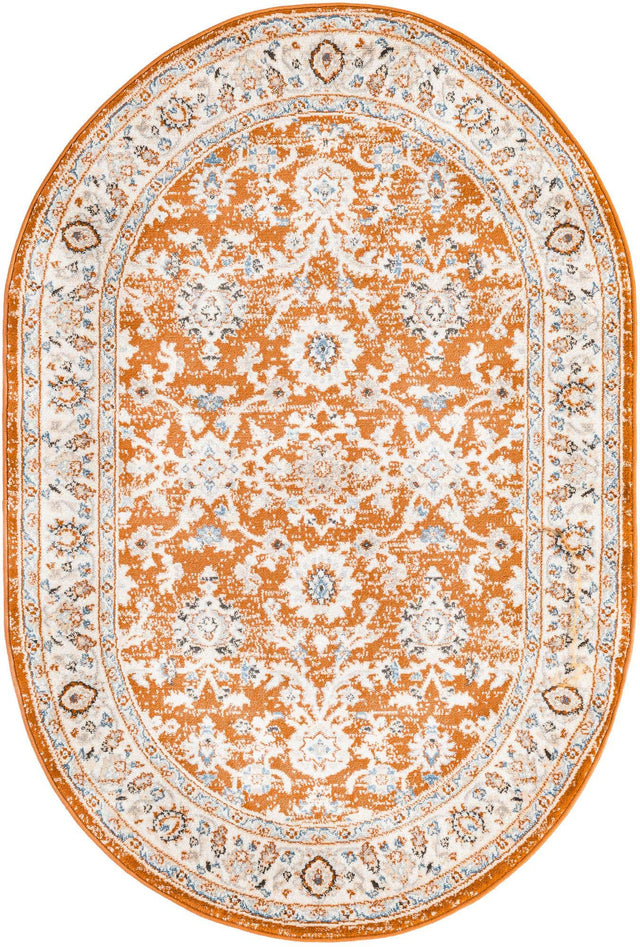 Rust Red 4' 1 x 6' 1 Charlotte Oval Area Rug 100% Polypropylene With Jute Backing Traditional Classical Durable Carpet for Living Dining Office Rooms for Sale at Rug Engine
