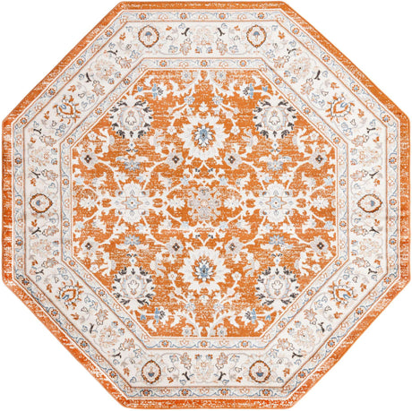 Rust Red 7' 10 x 7' 10 Charlotte Octagon Area Rug 100% Polypropylene With Jute Backing Traditional Classical Durable Carpet for Living Dining Office Rooms for Sale at Rug Engine