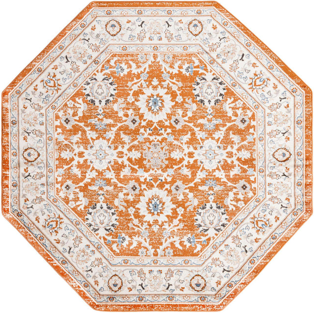 Rust Red 7' 10 x 7' 10 Charlotte Octagon Area Rug 100% Polypropylene With Jute Backing Traditional Classical Durable Carpet for Living Dining Office Rooms for Sale at Rug Engine