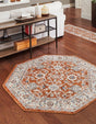 Rust Red 5' 3 x 5' 3 Charlotte Octagon Area Rug 100% Polypropylene With Jute Backing Traditional Classical Durable Carpet for Living Dining Office Rooms for Sale at Rug Engine