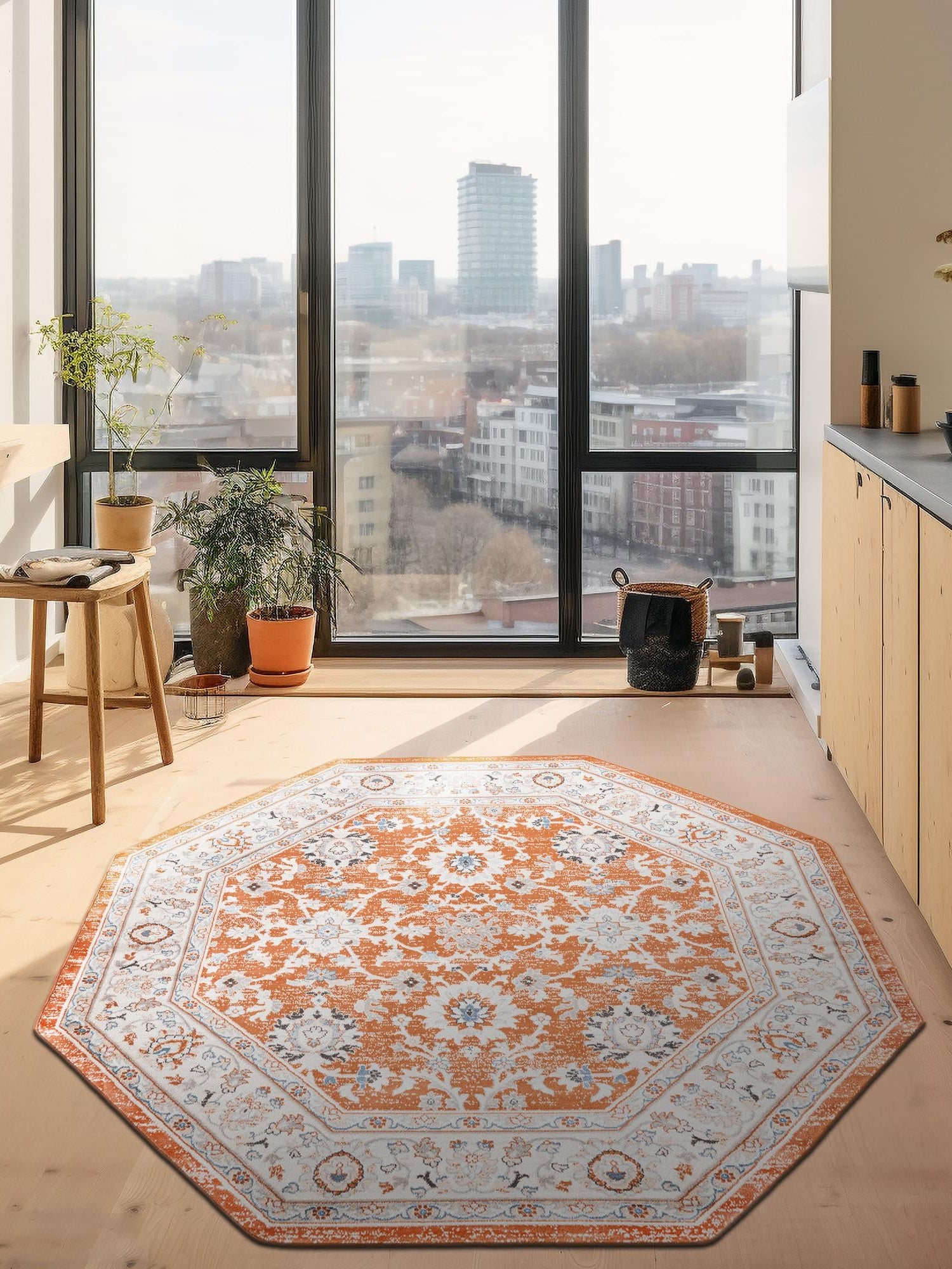Rust Red 7' 10 x 7' 10 Charlotte Octagon Area Rug 100% Polypropylene With Jute Backing Traditional Classical Durable Carpet for Living Dining Office Rooms for Sale at Rug Engine