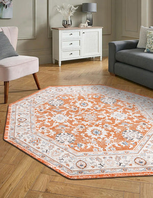 Rust Red 7' 10 x 7' 10 Charlotte Octagon Area Rug 100% Polypropylene With Jute Backing Traditional Classical Durable Carpet for Living Dining Office Rooms for Sale at Rug Engine