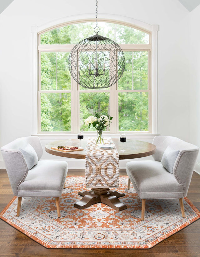 Rust Red 5' 3 x 5' 3 Charlotte Octagon Area Rug 100% Polypropylene With Jute Backing Traditional Classical Durable Carpet for Living Dining Office Rooms for Sale at Rug Engine
