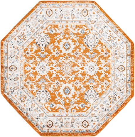 Rust Red 5' 3 x 5' 3 Charlotte Octagon Area Rug 100% Polypropylene With Jute Backing Traditional Classical Durable Carpet for Living Dining Office Rooms for Sale at Rug Engine