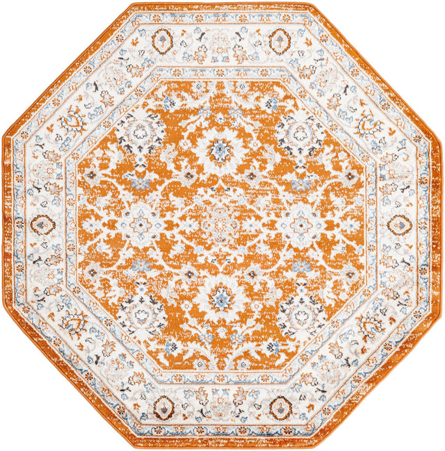 Rust Red 5' 3 x 5' 3 Charlotte Octagon Area Rug 100% Polypropylene With Jute Backing Traditional Classical Durable Carpet for Living Dining Office Rooms for Sale at Rug Engine