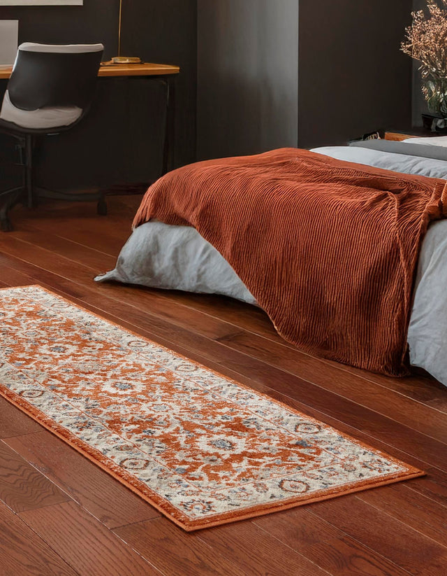 Rust Red 3' 1 x 13' 1 Charlotte Runner Area Rug 100% Polypropylene With Jute Backing Traditional Classical Durable Carpet for Living Dining Office Rooms for Sale at Rug Engine