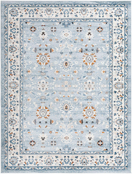 Aqua Blue 9' x 12' Charlotte Rectangle Area Rug 100% Polypropylene With Jute Backing Traditional Classical Durable Carpet for Living Dining Office Rooms for Sale at Rug Engine