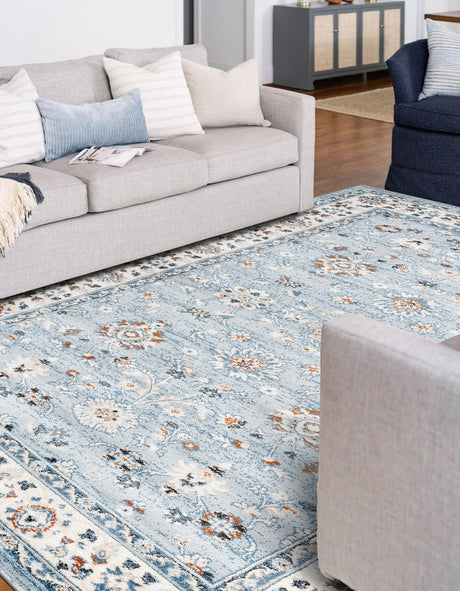Aqua Blue 6' 1 x 9' Charlotte Rectangle Area Rug 100% Polypropylene With Jute Backing Traditional Classical Durable Carpet for Living Dining Office Rooms for Sale at Rug Engine