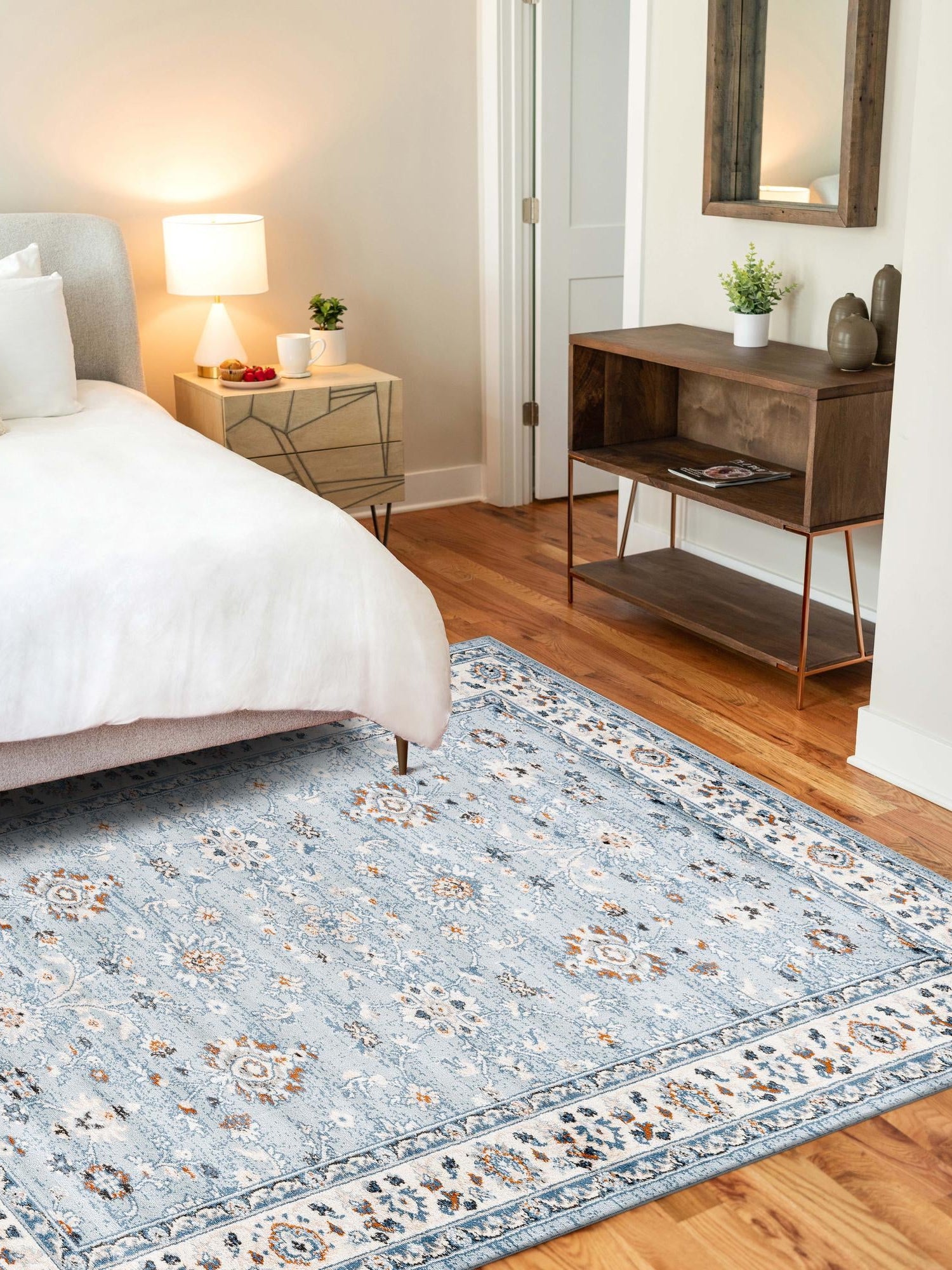 Aqua Blue 7' 1 x 10' Charlotte Rectangle Area Rug 100% Polypropylene With Jute Backing Traditional Classical Durable Carpet for Living Dining Office Rooms for Sale at Rug Engine