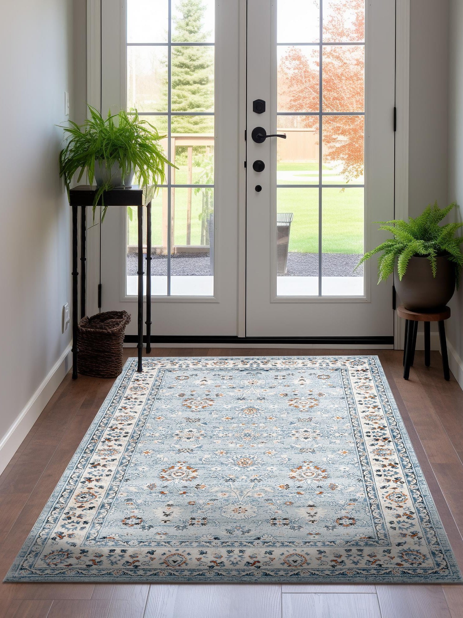 Aqua Blue 7' 10 x 10' Charlotte Rectangle Area Rug 100% Polypropylene With Jute Backing Traditional Classical Durable Carpet for Living Dining Office Rooms for Sale at Rug Engine
