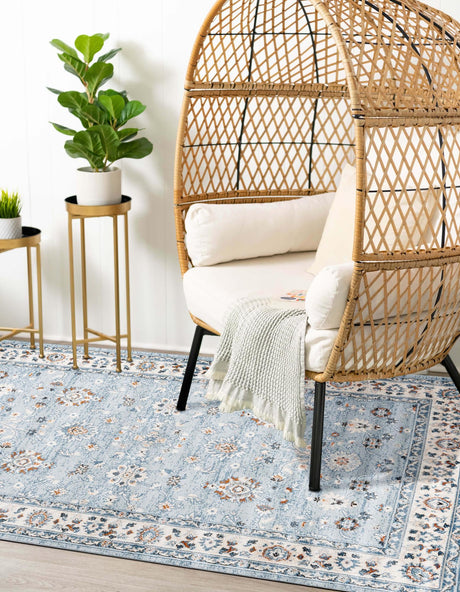 Aqua Blue 7' 1 x 10' Charlotte Rectangle Area Rug 100% Polypropylene With Jute Backing Traditional Classical Durable Carpet for Living Dining Office Rooms for Sale at Rug Engine