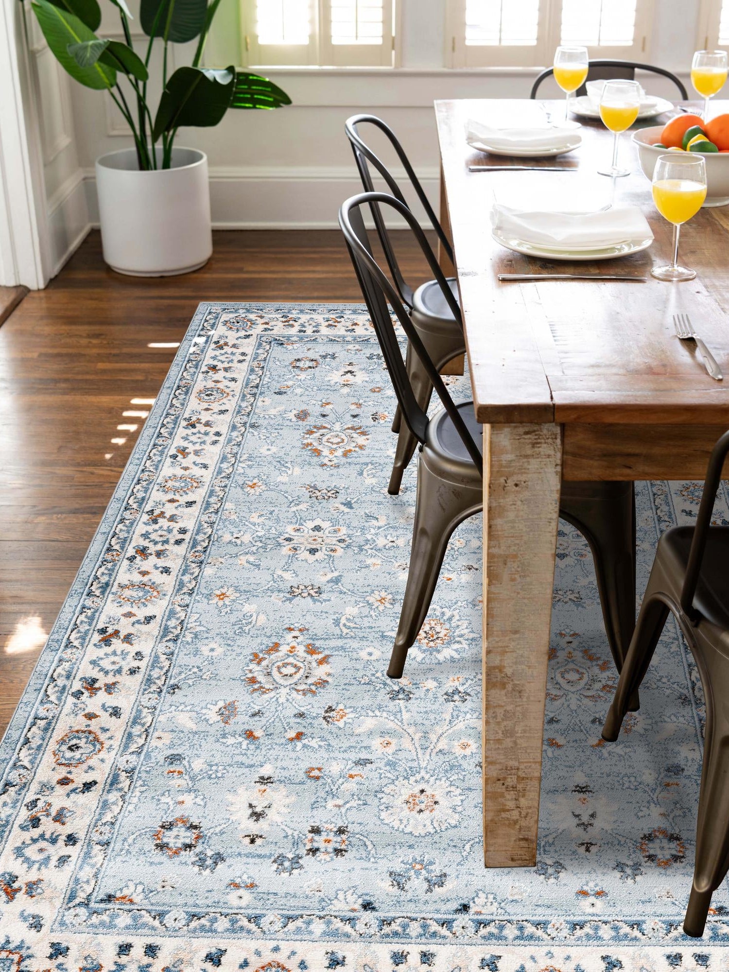 Aqua Blue 7' 10 x 11' Charlotte Rectangle Area Rug 100% Polypropylene With Jute Backing Traditional Classical Durable Carpet for Living Dining Office Rooms for Sale at Rug Engine