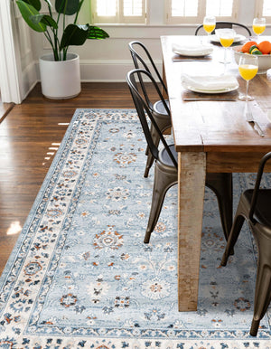 Aqua Blue 10' x 13' Charlotte Rectangle Area Rug 100% Polypropylene With Jute Backing Traditional Classical Durable Carpet for Living Dining Office Rooms for Sale at Rug Engine