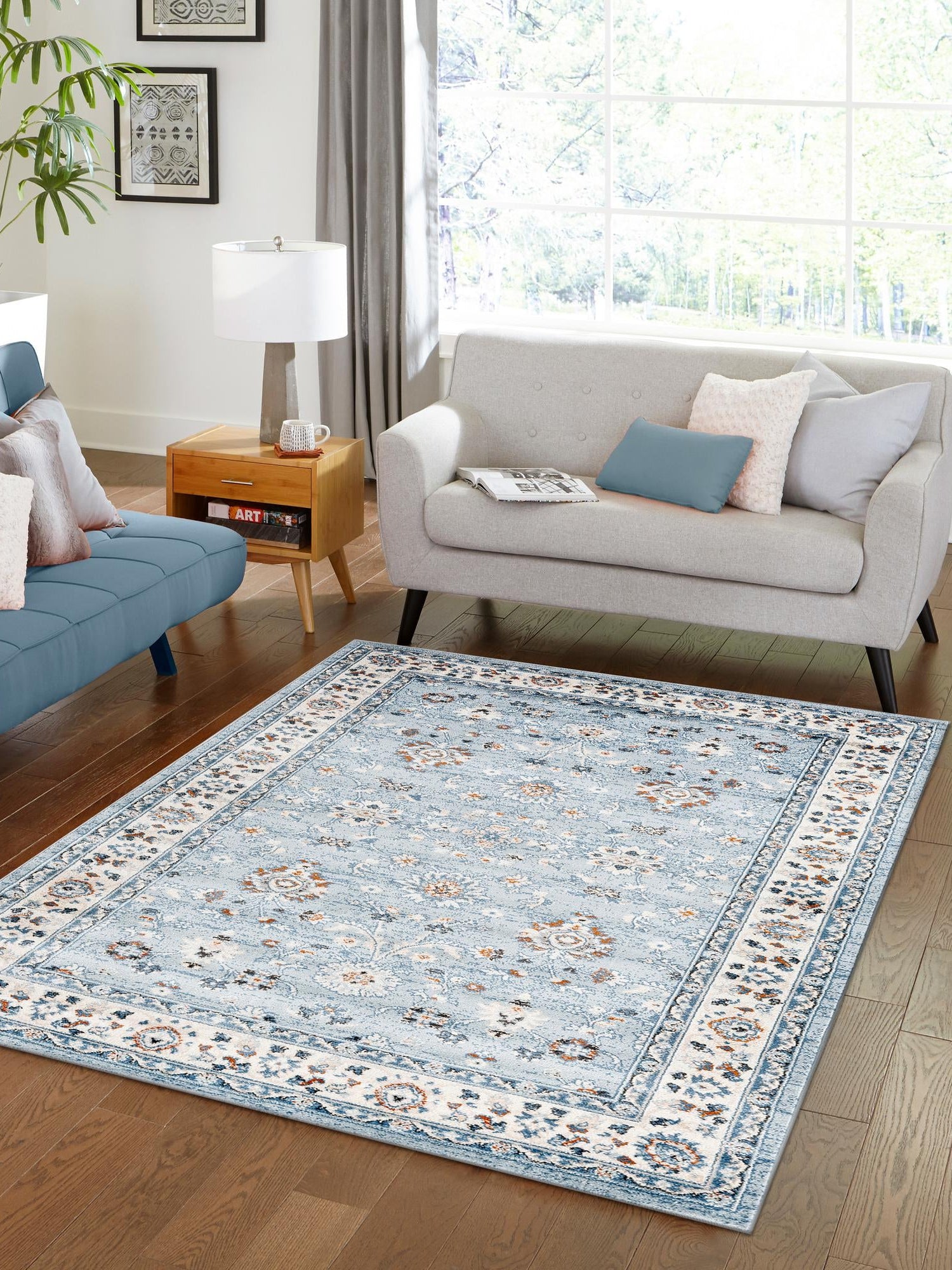 Aqua Blue 7' 1 x 10' Charlotte Rectangle Area Rug 100% Polypropylene With Jute Backing Traditional Classical Durable Carpet for Living Dining Office Rooms for Sale at Rug Engine