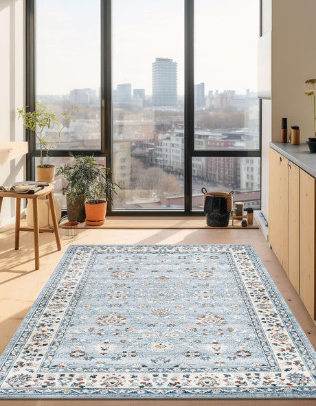 Aqua Blue 2' x 3' 1 Charlotte Rectangle Area Rug 100% Polypropylene With Jute Backing Traditional Classical Durable Carpet for Living Dining Office Rooms for Sale at Rug Engine
