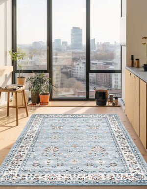 Aqua Blue 10' x 13' Charlotte Rectangle Area Rug 100% Polypropylene With Jute Backing Traditional Classical Durable Carpet for Living Dining Office Rooms for Sale at Rug Engine